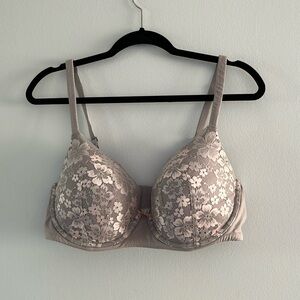 Victorias Secret Lined Demi Purple Lace Bra Size 38DD